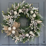 NNETM Christmas Pine Wreath with Cones and Ribbon