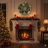 NNETM Christmas Wreath Pre-Lit Pine Cone LED Decoration