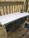 NNETM Folding Aluminum Table with Storage Cabinet