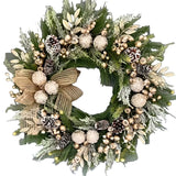 NNETM Christmas Pine Wreath with Cones and Ribbon