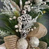 NNETM Christmas Pine Wreath with Cones and Ribbon
