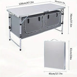 NNETM Folding Aluminum Table with Storage Cabinet