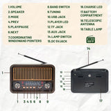 NNETM Portable AM/FM Radio with LED Flashlight & TF/USB/AUX