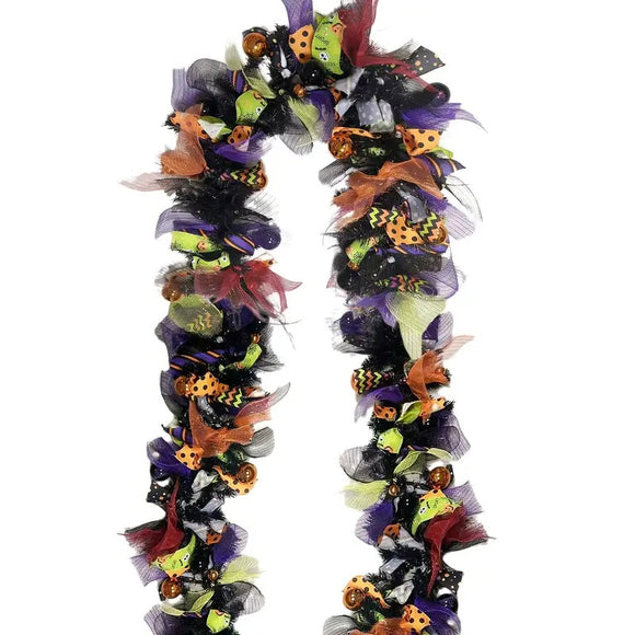 NNETM Halloween Wreath Decor with Ribbons & Figures