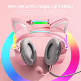 NNETM RGB Cat Ear Wired Gaming Headset with Mic