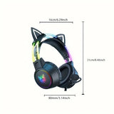 NNETM Gaming Headset with Detachable Cat Ear Microphone