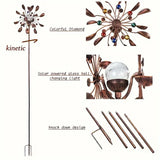 NNETM Solar Powered Metal Wind Spinner with LED Lights