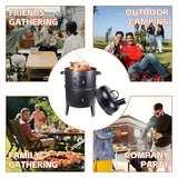 NNETM Charcoal BBQ Smoker Cast Iron Grill with Lid