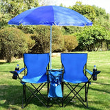 NNETM Double Camping Chair with Umbrella and Cooler