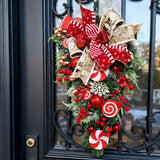 NNETM Christmas Candy Bow Upside-Down Tree Wreath Decor