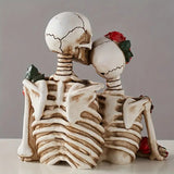NNETM Rose Skull Figurine Holding Hands Halloween Decor