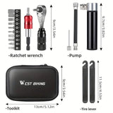 NNETM Bike Repair Tool Kit with Pump and Bag