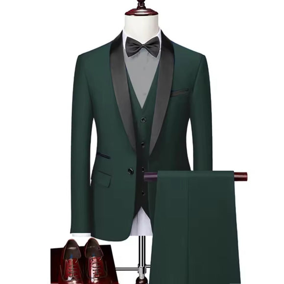 NNEOBA Mens Skinny 3-Piece Tuxedo Set Formal Suit (Green)