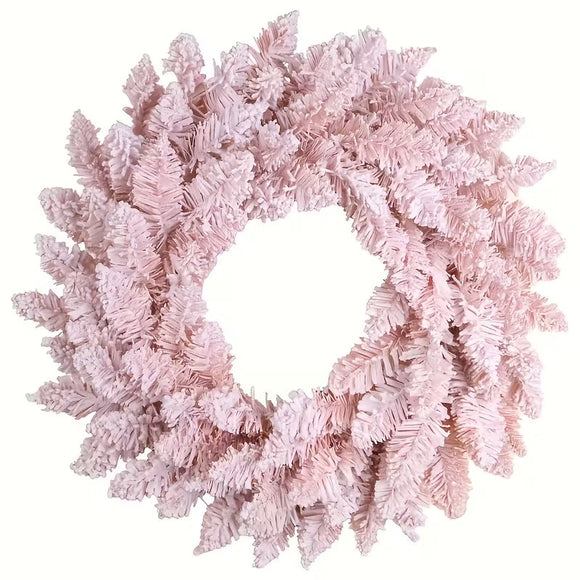 NNETM Pink Snowy Pine Christmas Wreath