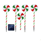 NNETM 5-in-1 Solar-Powered Christmas Candy Cane Lights