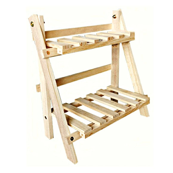 NNETM Wooden Desktop Storage Rack Double Layer Folding Shelf