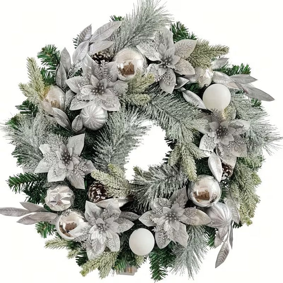 NNETM Christmas Wreath with Ornaments and Pinecones