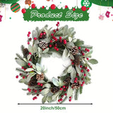 NNETM Christmas Wreath Wall Hanging with Pine Cones & Red Berries