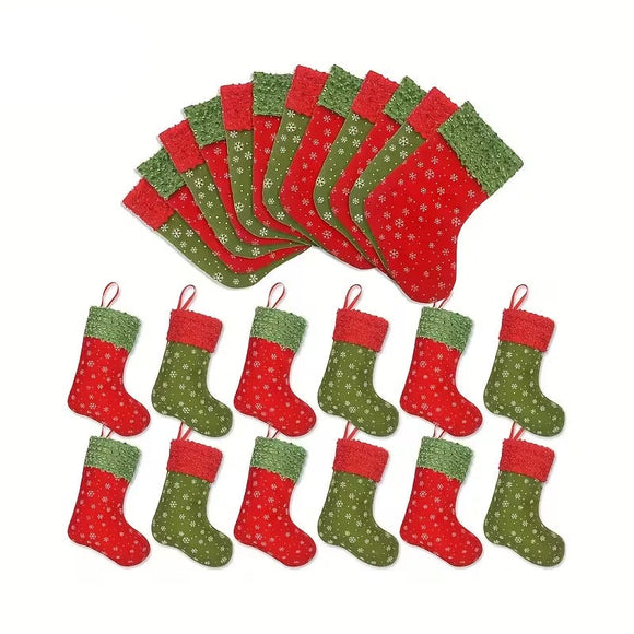 NNETM Snowflake Print Christmas Stockings Gift Bags (24pcs)