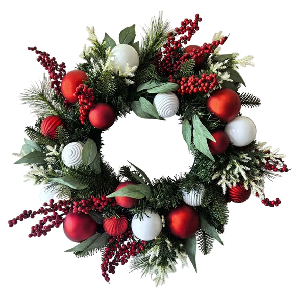 NNETM Christmas Wreath 60cm with Berries and Ornaments