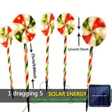 NNETM 5-in-1 Solar-Powered Christmas Candy Cane Lights