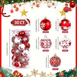 NNETM Red White Christmas Balls Ornaments Set (30pcs)