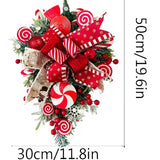 NNETM Christmas Candy Bow Upside-Down Tree Wreath Decor