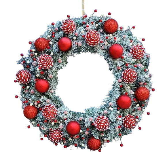 NNETM Christmas Winter Candy Cane Wreath