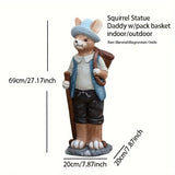 NNETM Squirrel Outdoor Garden Statue with Basket