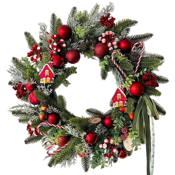 NNETM Christmas Wreath Candy Cane Wall Hanging