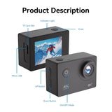 NNEOBA 4K Sports Action Camera with 32G WiFi Black