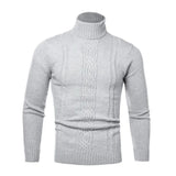 NNEOBA Men's Turtleneck Warm Pullover Knitted Sweater (Light Grey)