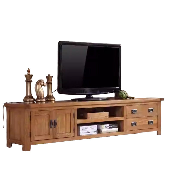 NNETB Solid Wood TV Cabinet with Modern Red Oak Design
