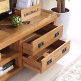 NNETB Solid Wood TV Cabinet with Modern Red Oak Design