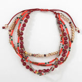 NNEOBA Bracelet with Multi-Layer Bohemia Beads for Women (Red)