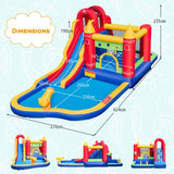 NNECW 9-in-1 Inflatable Bounce Castle with Waterslide for 3+ (with 680W Blower)