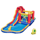 NNECW 9-in-1 Inflatable Bounce Castle with Waterslide for 3+ (with 680W Blower)
