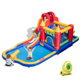 NNECW 9-in-1 Inflatable Bounce Castle with Waterslide for 3+ (with 680W Blower)
