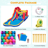 NNECW 9-in-1 Inflatable Bounce Castle with Waterslide for 3+ (with 680W Blower)