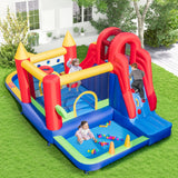 NNECW 9-in-1 Inflatable Bounce Castle with Waterslide for 3+ (with 680W Blower)