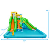 NNECW Inflatable Water Park with Two Slides for Outdoor Play without Blower