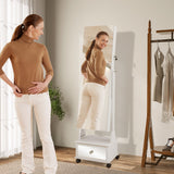 NNECW 159 CM Lockable Jewelry Organizer with 3-Color LED Lights-White
