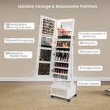 NNECW 159 CM Lockable Jewelry Organizer with 3-Color LED Lights-White
