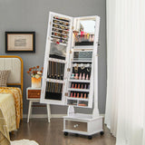 NNECW 159 CM Lockable Jewelry Organizer with 3-Color LED Lights-White