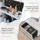 NNECW 159 CM Lockable Jewelry Organizer with 3-Color LED Lights-White