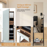 NNECW Lockable Freestanding Jewelry Organizer with Full-Length Frameless Mirror-Brown