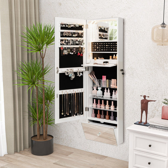 NNECW 120 CM LED Jewelry Mirror Cabinet with Full-Length Frameless Mirror