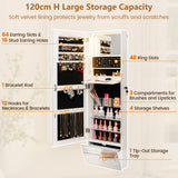 NNECW 120 CM LED Jewelry Mirror Cabinet with Full-Length Frameless Mirror