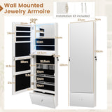 NNECW 120 CM LED Jewelry Mirror Cabinet with Full-Length Frameless Mirror