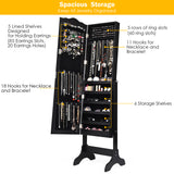 NNECW Full-length Lockable Jewelry Storage Armoire with 4 Tilting Angles-Black